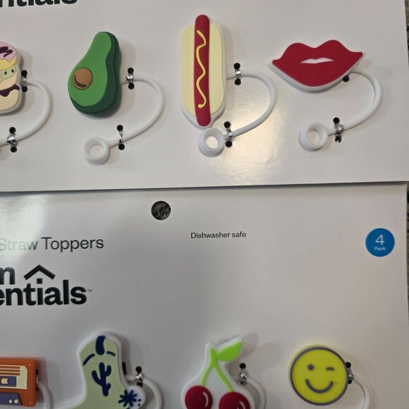 Room Essentials Silicone Straw Toppers Dishwasher Safe 8-Pack Cartoon Fun Assort - Picture 5 of 5